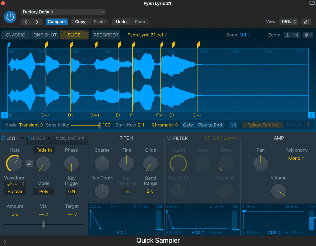 C1 quick sampler setup